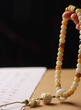 小醒狮款风化菩提根苹果珠DIY手链厂家批发规格7×9男女文玩念珠