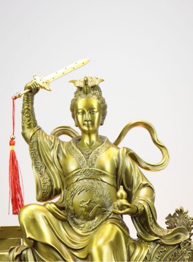 九天玄女娘娘神像摆件圣母站孔雀台执剑坐像仙女家居供奉装饰