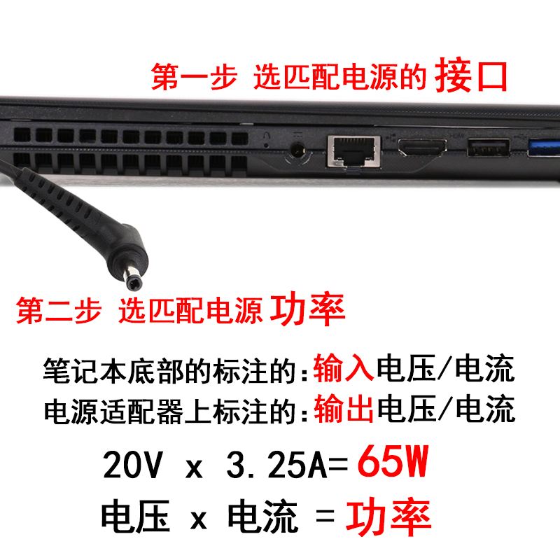 Lenovo联想原装Flex4-14/15 FLEX5-14/15小细圆口笔记本电脑电源适配器65W充电器20V 3.25A电源线-图1