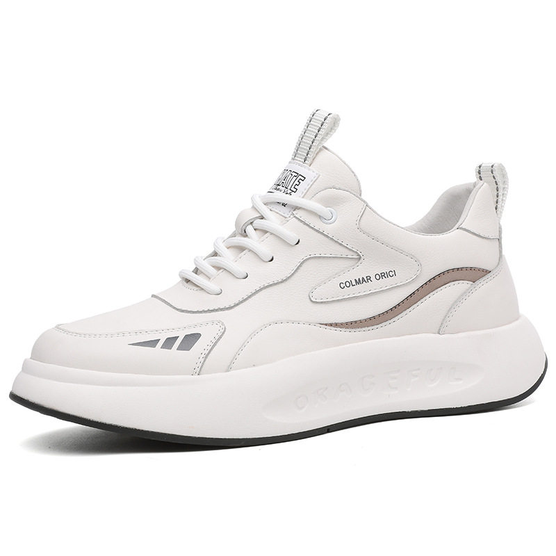 高档男鞋2025秋季男士白色头层牛皮运动休闲鞋旅游鞋波鞋小白鞋,淘宝优惠券,粉丝福利购,淘宝优惠卷