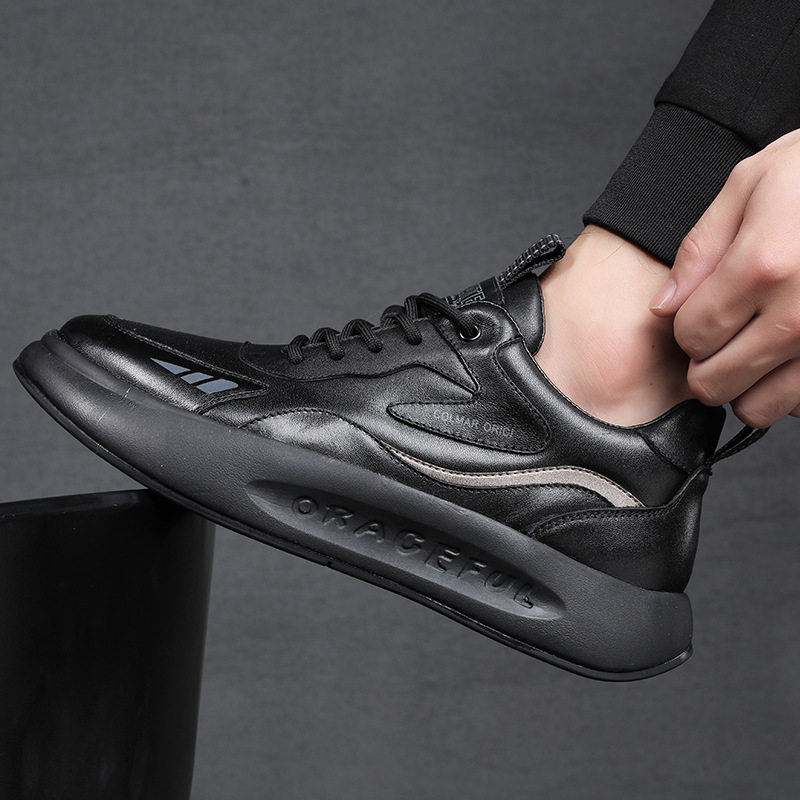 高档男鞋2025秋季男士白色头层牛皮运动休闲鞋旅游鞋波鞋小白鞋,淘宝优惠券,粉丝福利购,淘宝优惠卷