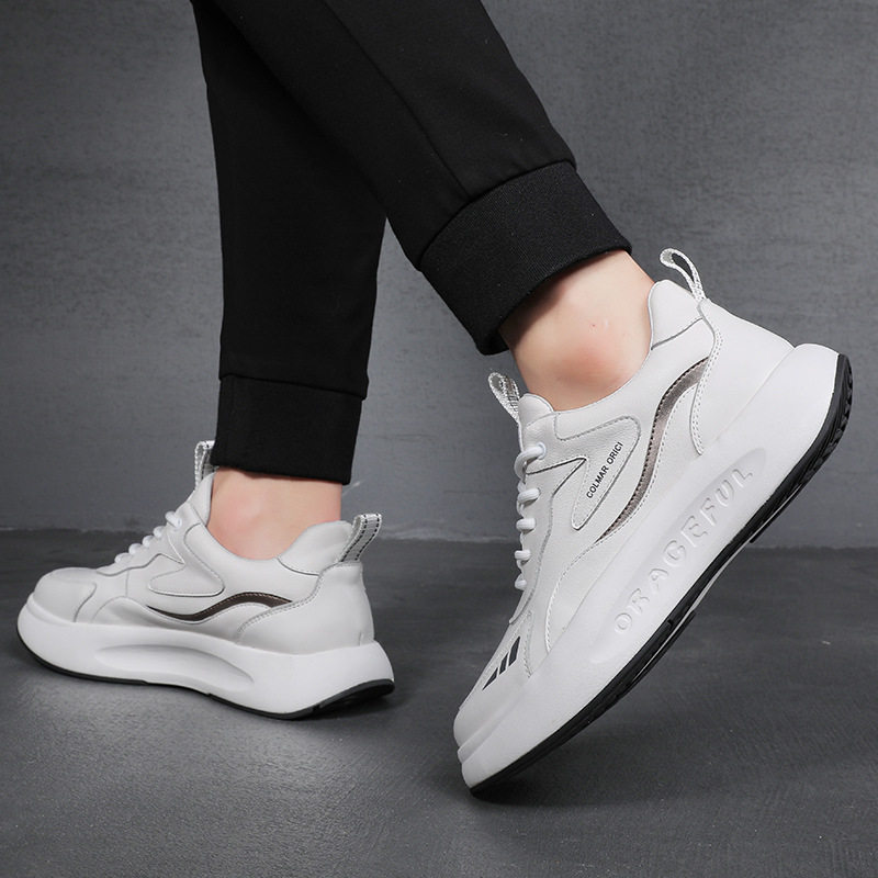 高档男鞋2025秋季男士白色头层牛皮运动休闲鞋旅游鞋波鞋小白鞋,淘宝优惠券,粉丝福利购,淘宝优惠卷