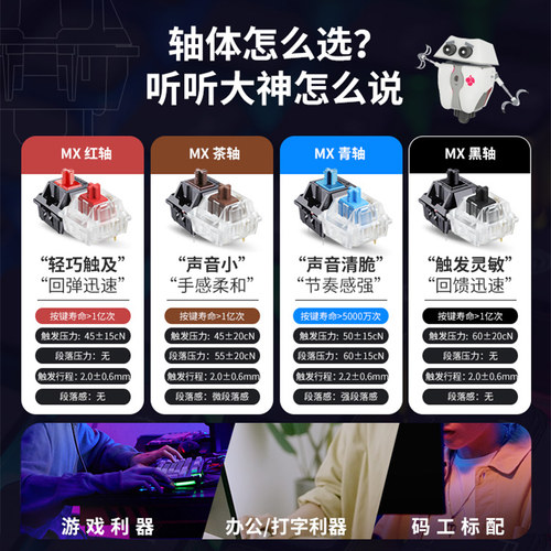 CHERRY樱桃MX3.0S电脑RGB机械键盘电竞茶轴红轴游戏无线静音专用 - 图2