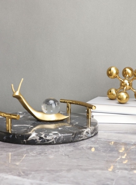 轻奢简约水晶托盘样板房摆件