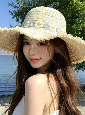 大帽檐太阳帽遮阳度假风草编帽