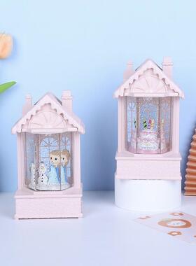 新品卡通风灯糖果屋音乐盒注水飘雪水晶球八音盒小夜灯生日礼物.