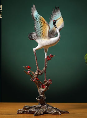 大明铜匠铜鹤摆件家居玄关装饰品办公室客厅电视柜摆设乔迁生日祝