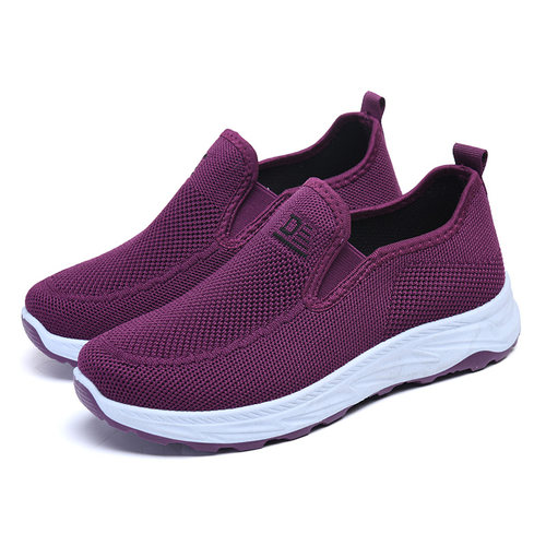 春季防滑软底轻便透气一脚蹬妈妈鞋平底舒适不累脚休闲老北京布鞋 - 图3