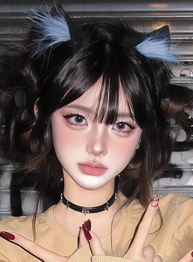 黑色猫耳朵头饰发箍女生韩系兽耳发夹cos发卡猫咪头箍万圣节狼耳