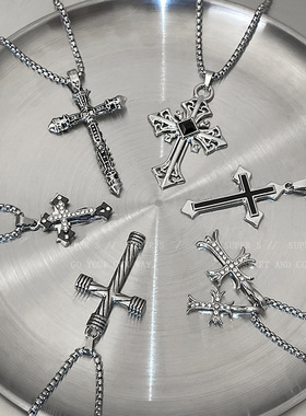 银色钛钢长款吊坠项链女中性装饰衣服链配饰男款轻奢高级感毛衣链