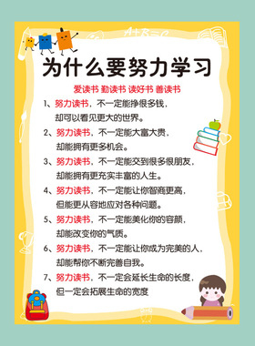 家规家训墙贴小学生励志标语男孩好习惯养成学习育儿教育自律挂图