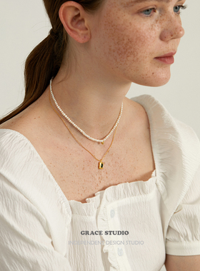 祖母绿方形小巧迷你锁骨链