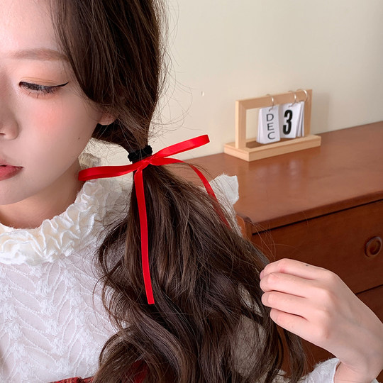 8个装丝带蝴蝶结发夹ins芭蕾风红色发饰氛围感新年刘海夹子头饰女