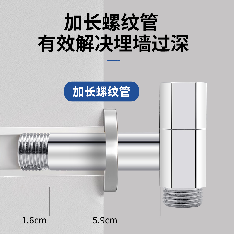 潜水艇一进二出加长角阀全铜热水器洗衣机水龙头三通分水阀双出水-图0