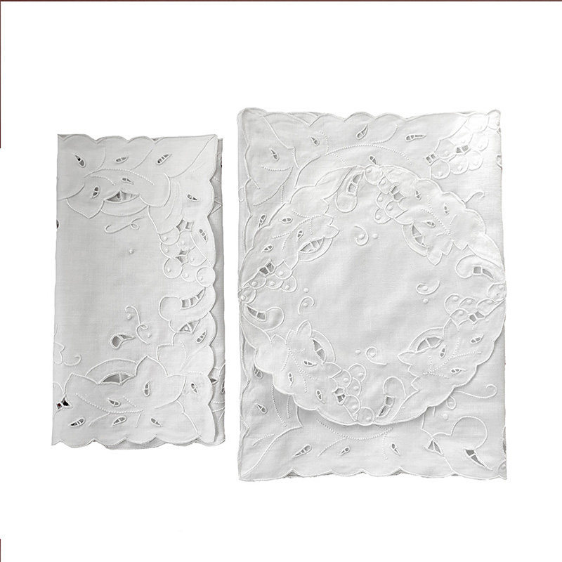 纯棉手绣桌旗盘垫 精致简单外贸库存盖巾垫巾,淘宝优惠券,粉丝福利购,淘宝优惠卷