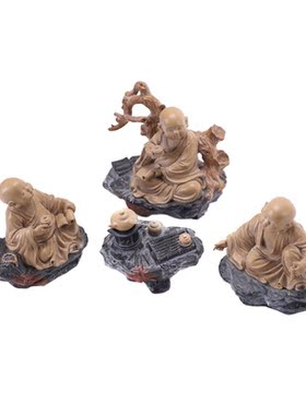 茶逢知已 桌面装饰台湾铁丸石禅趣小沙弥一角禅石愿系列创意摆件