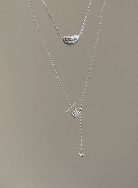 设计感爱心锁扣抽拉式可调节项链女简约精致个性百搭颈链毛衣链