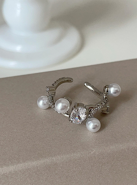 高级感珍珠锆石枝干戒指女ins冷淡风小众个性独特时尚指环戒子