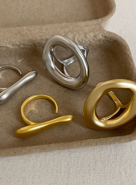 几何哑光金属戒指女欧美复古夸张个性轻奢时尚潮流百搭指环戒子