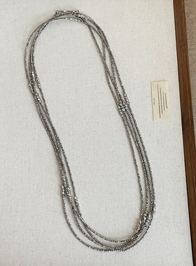 一款多戴银灰色水晶串珠长款项链女夸张个性独特时尚颈链毛衣链