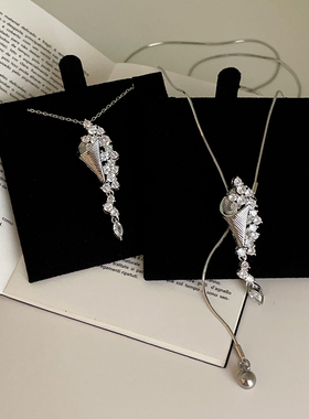 轻奢细闪锆石沙漏吊坠项链女高级感个性精致时尚潮流颈链锁骨链
