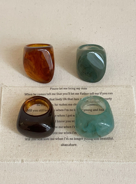 不规则树脂纹理扳指戒指女简约清新显白个性时尚气质百搭指环戒子