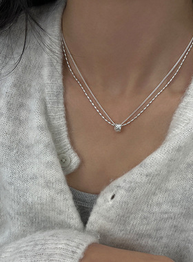 菱格吊坠双层项链女设计感简约精致个性时尚潮流百搭颈链锁骨链