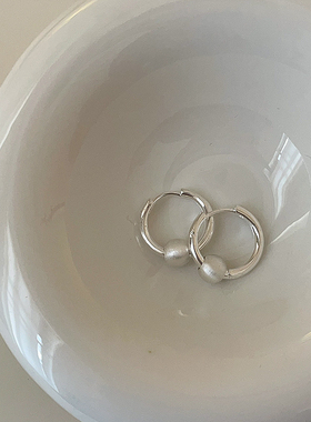 简约拉丝金属球圆形耳扣女小众个性精致时尚潮流优雅百搭耳环耳饰