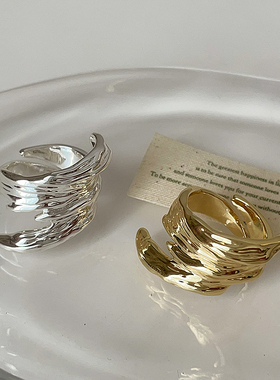 夸张个性不规则线条缠绕宽版戒指女设计感小众时尚潮流指环戒子