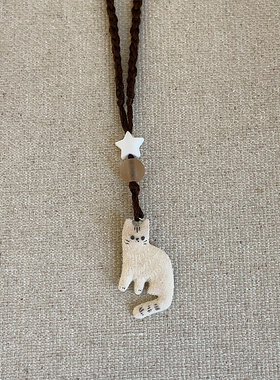 立体毛绒小猫编织毛线项链女温柔可爱时尚气质优雅百搭颈链毛衣链