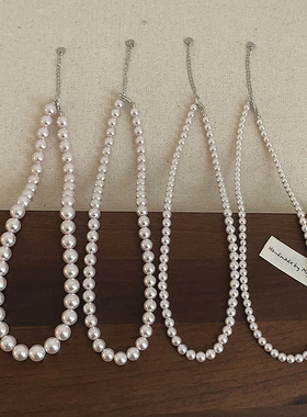 曼塔玫瑰粉光珍珠项链女温柔小众个性独特精致时尚百搭颈链毛衣链