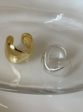 夸张几何光面金属扳指戒指女欧美潮流小众个性精致百搭指环戒子