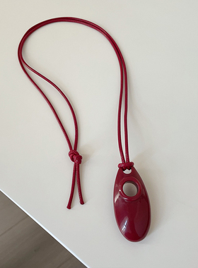 韩国ins博主同款安可拉红色吊坠项链女小众高级感百搭颈链锁骨链