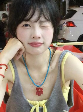 韩国ins博主同款多巴胺彩色亚克力花朵项链女旅游度假风锁骨链