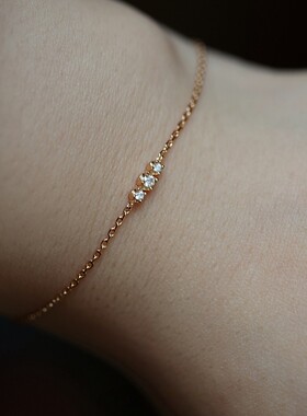 三石~S925纯银镀金手链女超细轻奢叠戴简约高级精致百搭生日礼物