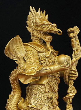 铜龙王爷神像摆件广济龙王佛像招财龙五爷家居供奉铜像