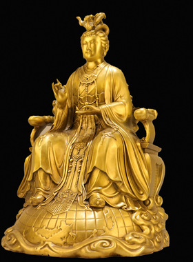 黄铜九龙九凤地母娘娘坐像地母元君铜像摆件后土娘娘大地之母大号