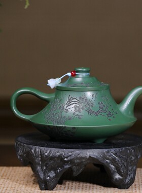 密文一件宜兴紫砂原矿绿泥名家手工制作青梅云炉功夫茶具
