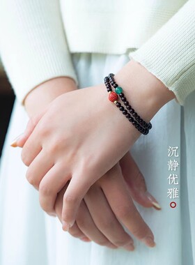 民族风小叶紫檀木手串男士女款复古小众木质文玩佛珠百搭多圈手链