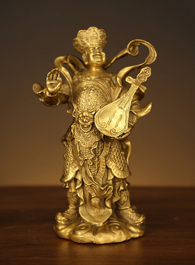 广久黄铜四大天王佛像摆件四大金刚神像持国广目多闻增长天王护法