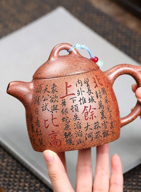 密文一件宜兴紫砂壶柴烧龙骨金砂名家制作泌园春雪秦权泡茶壶