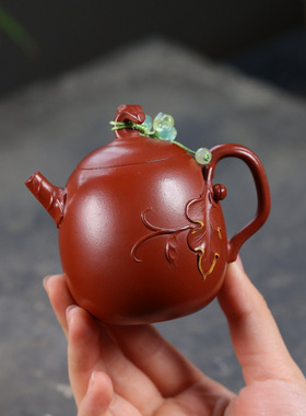 跨境分销宜兴紫砂原矿朱泥匠心手工制作仿生茶具文人匏瓜功夫茶具