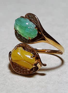 承李李原创设计风翡翠玉石戒指