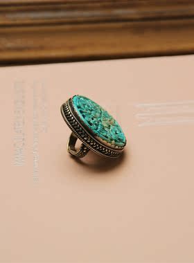 承李李原创设计纯银镶嵌松石戒指