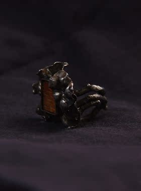 原创设计手工黄翡民族风银饰戒指