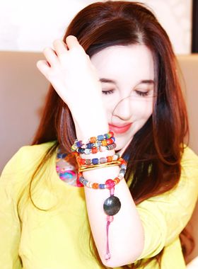 承李李原创设计 高端订制珠宝玉石水晶镶嵌民族风 老琉璃手链