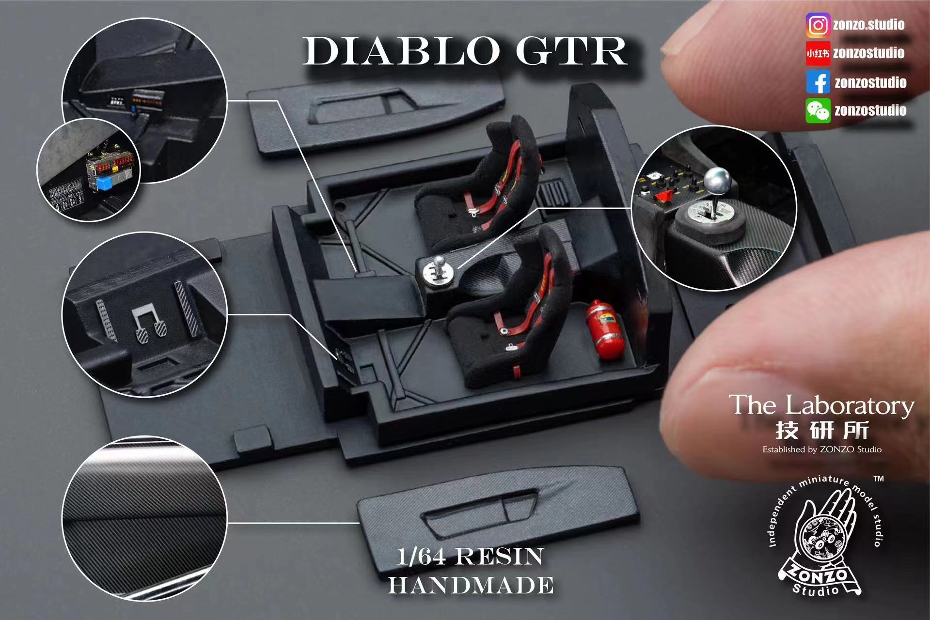 技研所 兰博基尼 大菠萝 Diablo GTR 树脂 1:64 - 图2