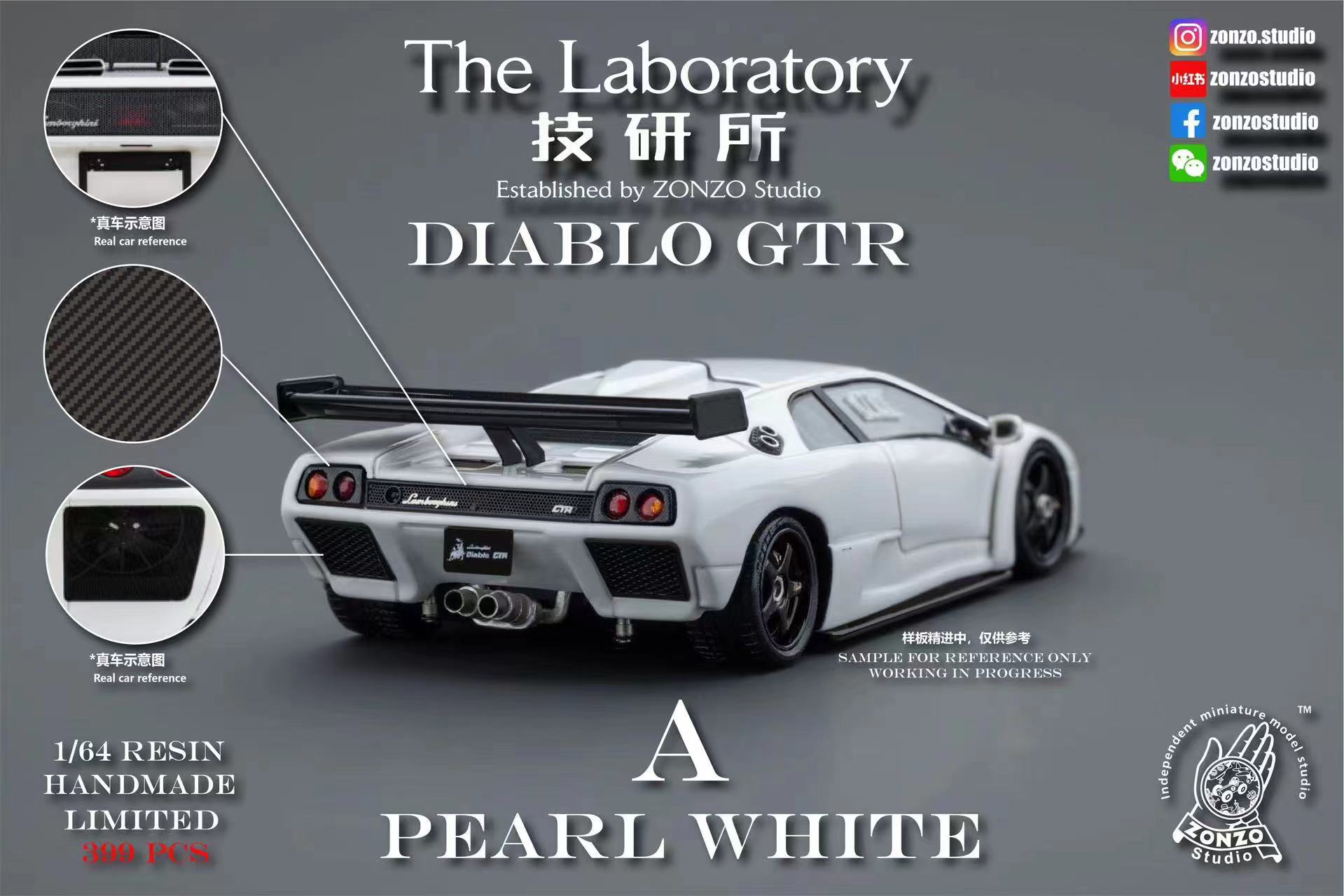 技研所 兰博基尼 大菠萝 Diablo GTR 树脂 1:64 - 图1