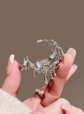轻奢高级感银色液态星星发夹女精致百搭侧边刘海夹时尚气质鸭嘴夹