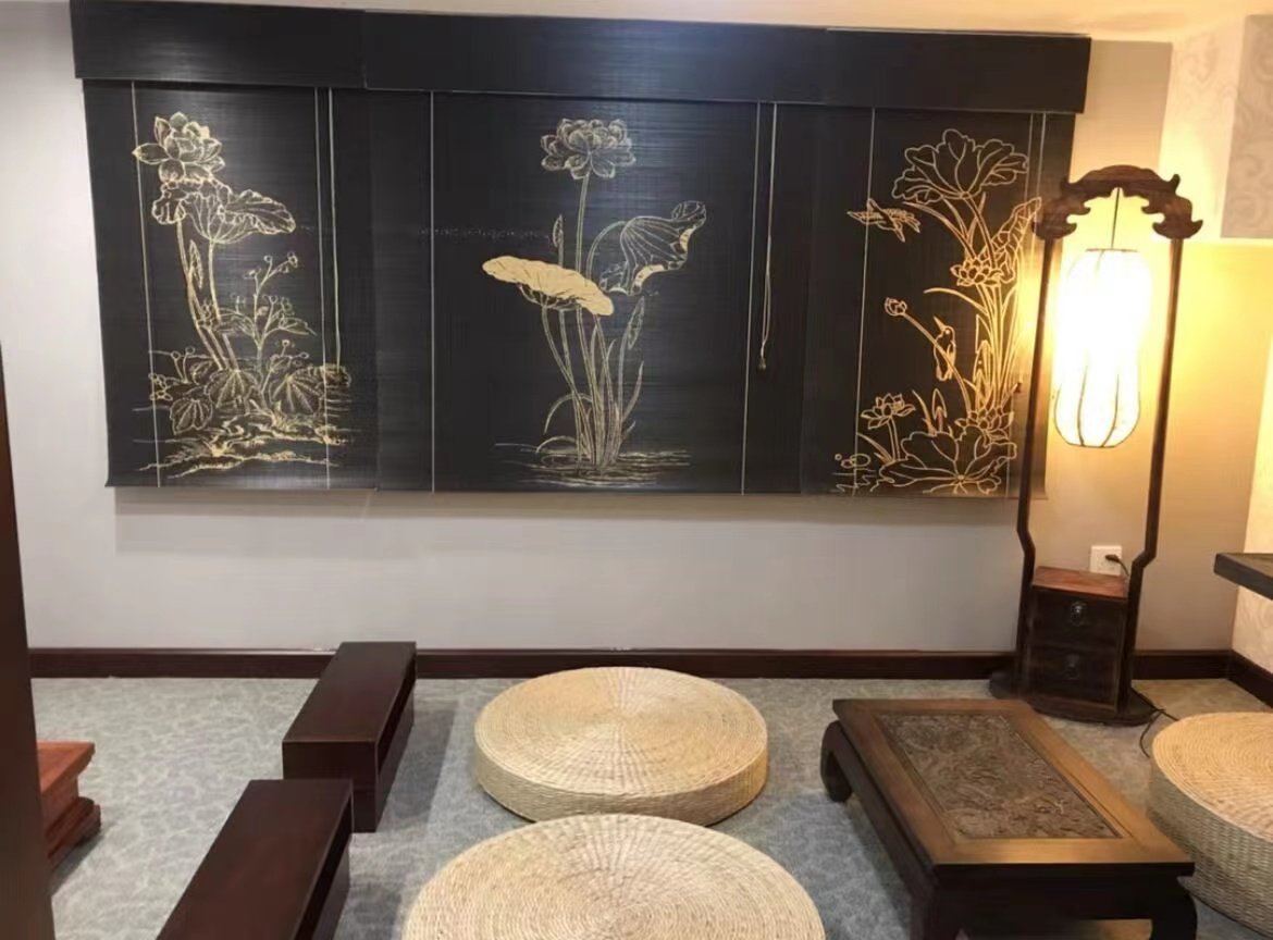 茶室背景新中式竹帘卷帘窗帘阳台遮光喝茶隔断客厅装饰定制窗帘,淘宝优惠券,粉丝福利购,淘宝优惠卷